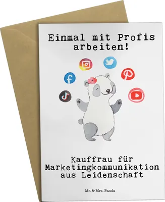 Produktbild von Mr. & Mrs. Panda babykarte Kauffrau für Marketingkommunikation Leidenschaft - Weiß - Geschenk, vatertagskarte, weihnachtskarten, einladungskarten, hochzeitskarten