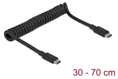 Imagen del producto de Cable USB 3.2 Gen 2 en espiral, conector USB-C a conector USB-C (negro, 1,2 metros, compatible con PD)