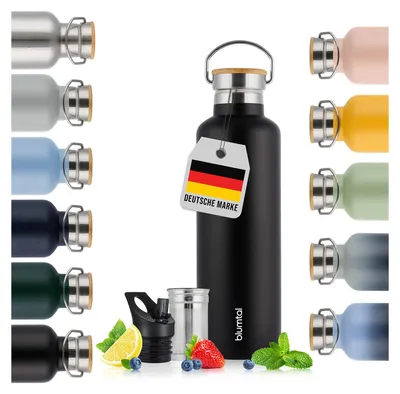 Produktbild von Blumtal Thermosflasche 500ml - doppelwandige Trinkflasche Edelstahl 500ml - Isolierflasche 500ml BPA frei Schwarz