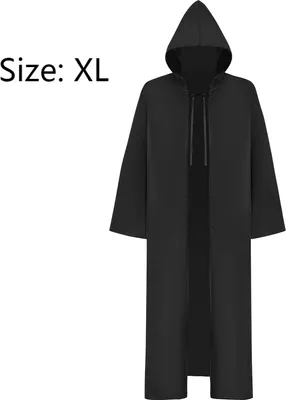 Obrázok produktu pre Halloween Gothic Cape Cod kostým Stredoveký plášť s kapucňou Látkové halloweenske kostýmy pre mužov a ženy, čierna, S