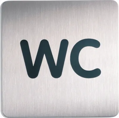 Produktbild von Türschild Picto quadratisch 'WC' 150x150mm metallic silber Packung mit 5 Stück