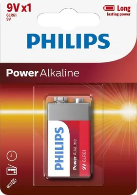 Obrázok produktu pre Philips Power Alkaline 6LR61P1B/05, Batéria na jedno použitie, 9V, Alkalický, 9 V, 1 kusov, Cd (kadmium), Pb (olovo)