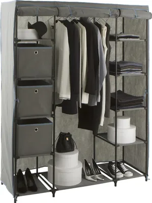 Produktbild von Kleiderschrank mit 3 boxen stoff anthrazitgrau - 5 five simply smart