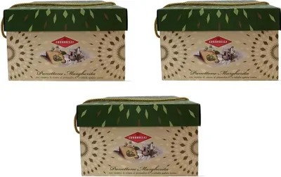 Produktbild von 3x Condorelli Panettone Margherita Mit Glas Pistaziencreme und Sahnemesser 750gr +Italian gourmet polpa 400g