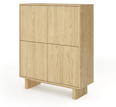 Produktbild von Highboard BUNA Eiche geölt - moderner viertüriger Schrank im Japandi-Stil 103x124cm