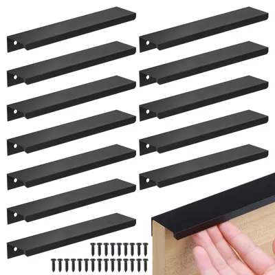 Obrázek produktu pro Úchyt skrytý do nábytku - Černá - 15 cm - 12 ks