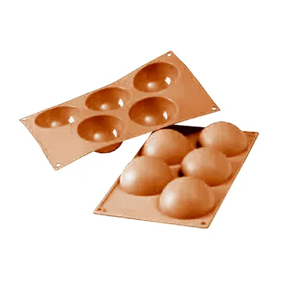 Produktbild von Silikomart Muffinbackform Halbkugel 5er Ø8cm H 4cm Silikon, terracotta