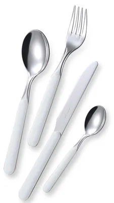 Imagen del producto de Juego de cubiertos para mesa, de 24 piezas, color blanco, acero inoxidable 18/0, para 6 personas, ideal para la cocina