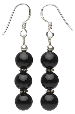 Produktbild von Ohrringe Ohrhänger aus Onyx schwarz & 925 Silber Ohrhaken Ohrschmuck für Damen