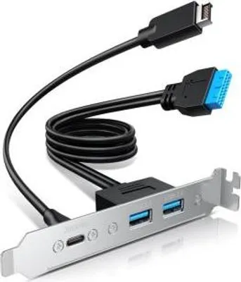 Produktbild von GRAUGEAR Multi PCI Blende 1x USB-C. 2x USB-A