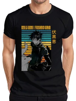 Produktbild von Megumi Fushiguro Jujutsu Kaisen Shikigami Geisterhunde Vintage Herren T-Shirt, Schwarz, XL