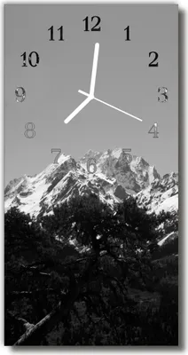 Produktbild von Tulup Glasuhr Wanduhr Küchenuhr Echt-Glas 30x60 Berge Grau