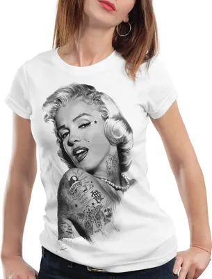 Produktbild von style3 Marilyn Tattoo T-Shirt Damen hollywood star monroe, Farbe:Weiß, Größe:M