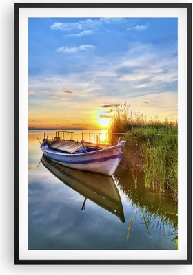 Produktbild von Gerahmtes Poster - Schwarzer Rahmen - See Boot Wasser - 61x91,5 cm - Wand Bild - Wanddeko - Wandbilder - Kunstposter - Wandposter - Bilderrahmen - Bilder - Kunstdruck - Wandbild - P2BPA61x91-3950