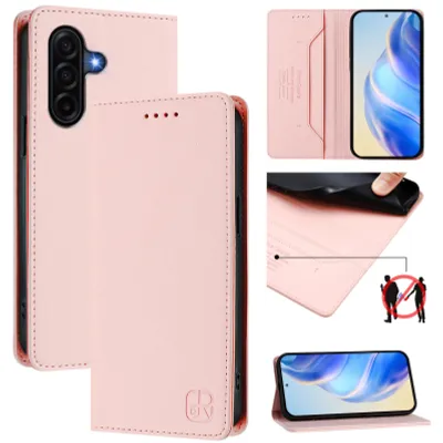 Image de Etui en cuir pour Samsung Galaxy A57, étui à rabat avec fentes pour cartes, portefeuille et support Rose