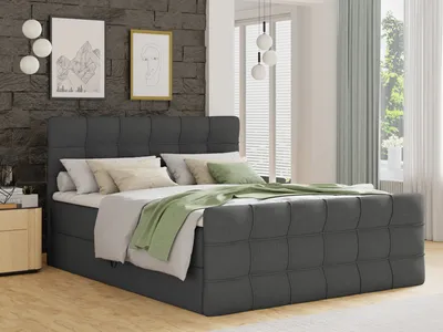 Produktbild von Boxspringbett Best Lux mit Fußteil, 2 Bettkästen, Bonell-Matratze und Topper (Dunkelgrau (Inari 94), 180 x 200 cm)