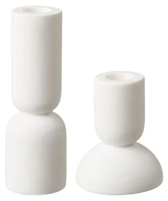 Produktbild von 2er-Set Kerzenhalter aus biomateriellem weißem Kalkstein — House Nordic