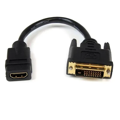 Produktbild von StarTech.com HDMI-auf-DVI-D Adapterkabel 20 cm, HDMI-Buchse auf DVI-Stecker, Schwarz