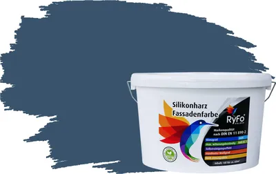 Produktbild von RyFo Colors Silikonharz Fassadenfarbe Lotuseffekt Trend Alpenseeblau 10l - bunte Fassadenfarbe, weitere Blau Farbtöne und Größen erhältlich, Deckkraft Klasse 1