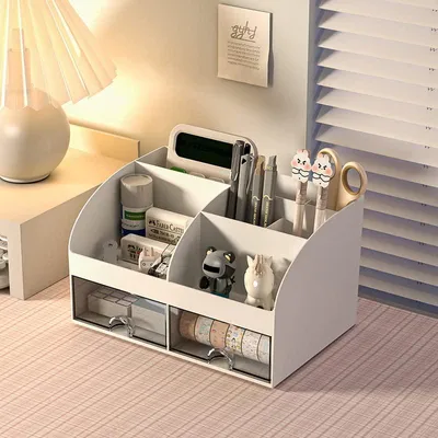 Productafbeelding van Bureauorganizer van transparant kunststof met lades - wit