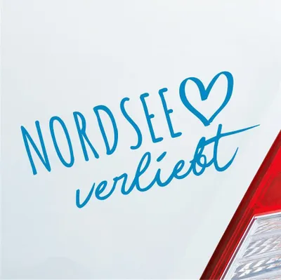 Produktbild von Auto Aufkleber Nordsee verliebt Herz See Norden Liebe Car 19x8 cm Hellblau Sticker Heckscheibenaufkleber