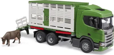 Zdjęcie produktu dla bruder 03548 Scania Super 560R ciężarówka do przewozu bydła z 1 krową