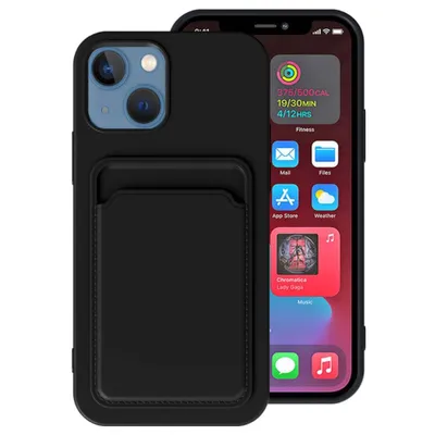 Produktbild von Smartphonica iPhone 13 Silikonhülle mit Kartenhalter - Schwarz