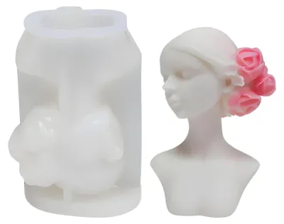 Produktbild von Silikon Kerzenform Seifen Gussform, Statue Mädchen, 114 x 81 x 79 mm, 140 g