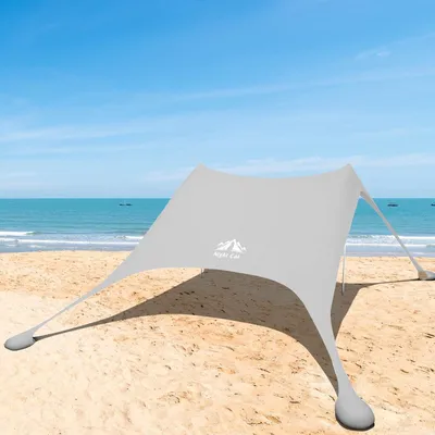 Productafbeelding van Strandzeil, zonnescherm, Elasthan, UV-bescherming, UPF50, 2.1x2.1m, grijs, professionele kwaliteit