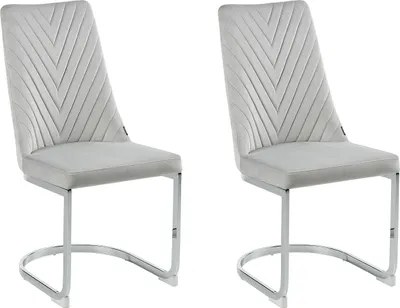 Produktbild von BELIANI Freischwinger Stuhl 2er Set Grau Samtstoff mit hoher Rückenlehne Metallgestell Modernes Design für Ess-, Wohn- und Arbeitszimmer