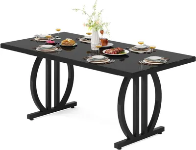 Obrázek produktu pro Jídelní stůl - Stůl do jídelny - Kuchyňský stůl - Stůl - Průmyslový stůl - Rozměry 160 x 80 cm - Černý kovový rám