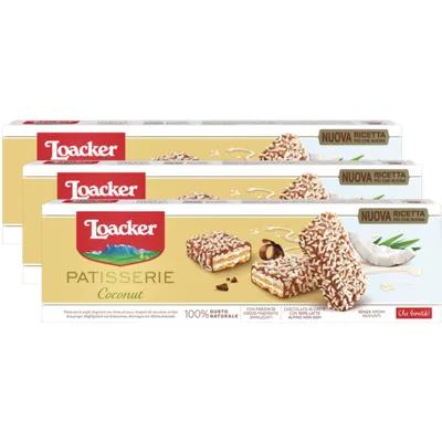 Verpackungsbild Loacker Gran Pasticceria Coconut Waffeln mit Kokoscreme 100g 3er Pack