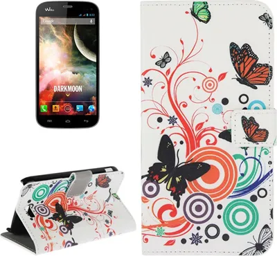 Produktbild von Schutzhülle Handytasche (Flip Quer) für Handy Wiko Darkmoon Bunte Schmetterlinge