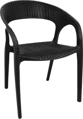 Produktbild von Bolero Rattanstühle mit Armlehne aus PP-Rattan in schwarz 4 Stück
