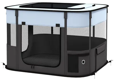Zdjęcie produktu dla Składany kojec dla szczeniąt z torbą transportową | Kolor: Grausiniały | Wymiary: 60x74x45 cm