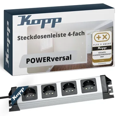 Imagen del producto de KOPP, regleta de enchufes POWERversal, de 4 enchufes, color plateado/