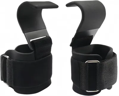 Imagen del producto de Ganchos para pesas con correas de muñeca, 2 unidades, con revestimiento de goma antideslizante, para entrenamiento de fuerza