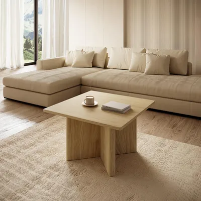 Immagine prodotto di Kasinaba - Tavolino da Salotto, 80x80x49h cm Marrone Rovere, Forma Quadrato