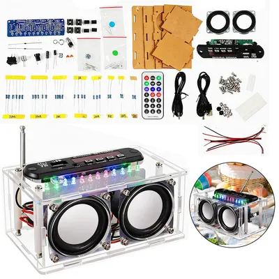 Produktbild von DIY Elektronik-Lautsprecher-Bausatz, Radio-Kit mit FM-Empfang und Aufnahmefunktion, Lautsprecher-Set mit Sprachsteuerungs-LED und Fernbedienung