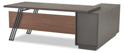 Image de Table de bureau gris-brun Designer en forme de L Table de bureau d'angle