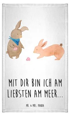 Produktbild von Mr. & Mrs. Panda Gästehandtuch Hasen Muschel - Weiß - Geschenk, Freundin, klein, Gästetuch, Meer, BFF, Muttertag, Handtuch, Mini-Handtuch, Strand, Freundinnen, gäste wc