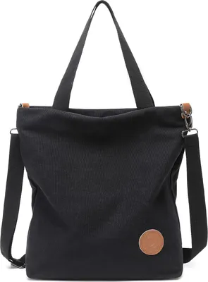 Image de Sacs à main en toile pour femmes, sac à bandoulière, décontracté, sac à bandoulière multifonctionnel, grand, pour le travail, l'école, shopper, décontracté, usage quotidien, noir, casual