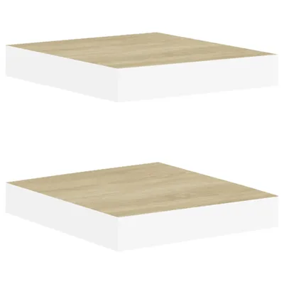 Obrázok produktu pre Plávajúce nástenné police 2 ks dub a biele 23x23,5x3,8 cm MDF