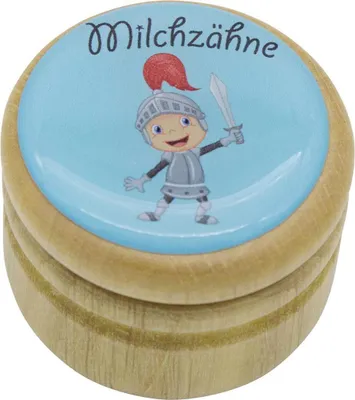 Produktbild von Milchzahndose Ritter Zahndose Milchzähne Bilderdose aus Holz mit Drehverschluss 44 mm ( Ritter ) - 7024