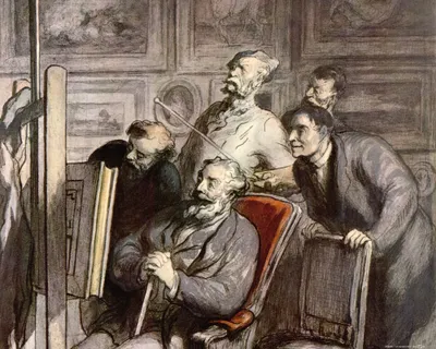 Produktbild von Honoré Daumier Kunstdruck Bild - Die Kunstliebhaber, Um 1862 (40 x 50 cm)