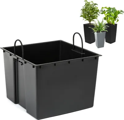 Obrázok produktu pre Vymeniteľná vložka do kvetináča štvorcová 34x28 cm čierna 28 L pre kvetináče Lamela 68x35 cm - uľahčuje kontrolu obsahu vody v kvetináči