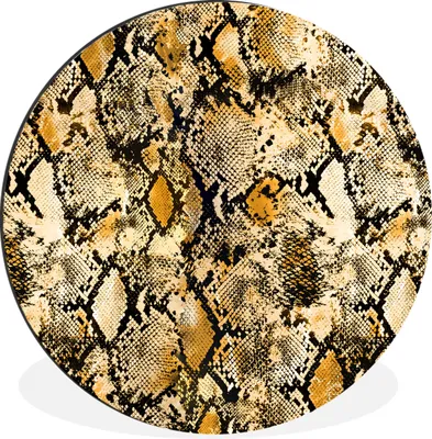 Produktbild von MuchoWow® Aluminium Wandkreis Tiermuster - Gold - Schlange Ø 60 cm Wanddeko Modern Wohnzimmer - Wand Kreis - Wandbild - Schlafzimmer - Aluminium Bild - Kinderzimmer - Wohnzimmer Dekoration - Wandschmuck