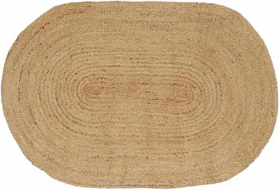 Produktbild von Ovaler Juteteppich in Natur, 205 x 305 cm – handgefertigter Naturfaserteppich für Wohnzimmer, Schlafzimmer und Essbereich im Boho-Stil