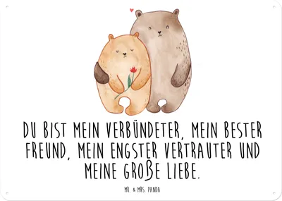 Produktbild von Mr. & Mrs. Panda tafel Bären Liebe DIN A5 - Weiß - Geschenk, Hochzeitstag, Türschild, Freundin, Bär, Wandschild, Kuscheln, Verknallt, Schild, Freund, Blechschild