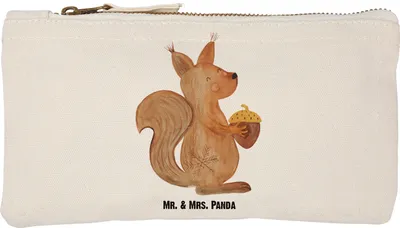 Produktbild von Mr. & Mrs. Panda kosmetiktäschchen Eichhörnchen Weihnachtszeit Größe S Klein - Weiß - Geschenk, Weihnachten, Federtasche, Mäppchen, Kosmetiktasche, Weihnachtsgruß, Frohe